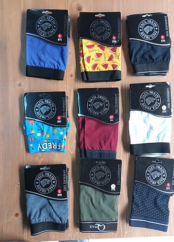 9 adet Paul Freddy erkek boxer L beden 