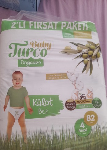 Baby Turco Doğadan Maxi 4 Külot Bez 82 Adet
