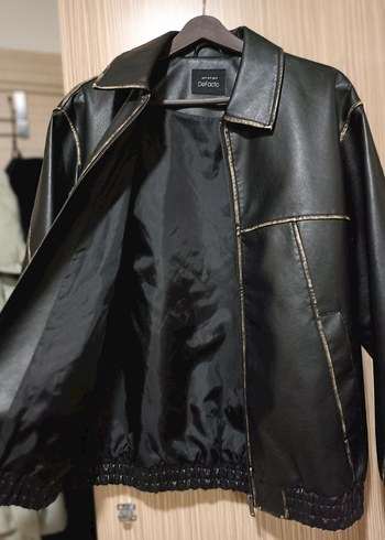 Siyah Deri Fermuarlı Ceket - Görsel 5