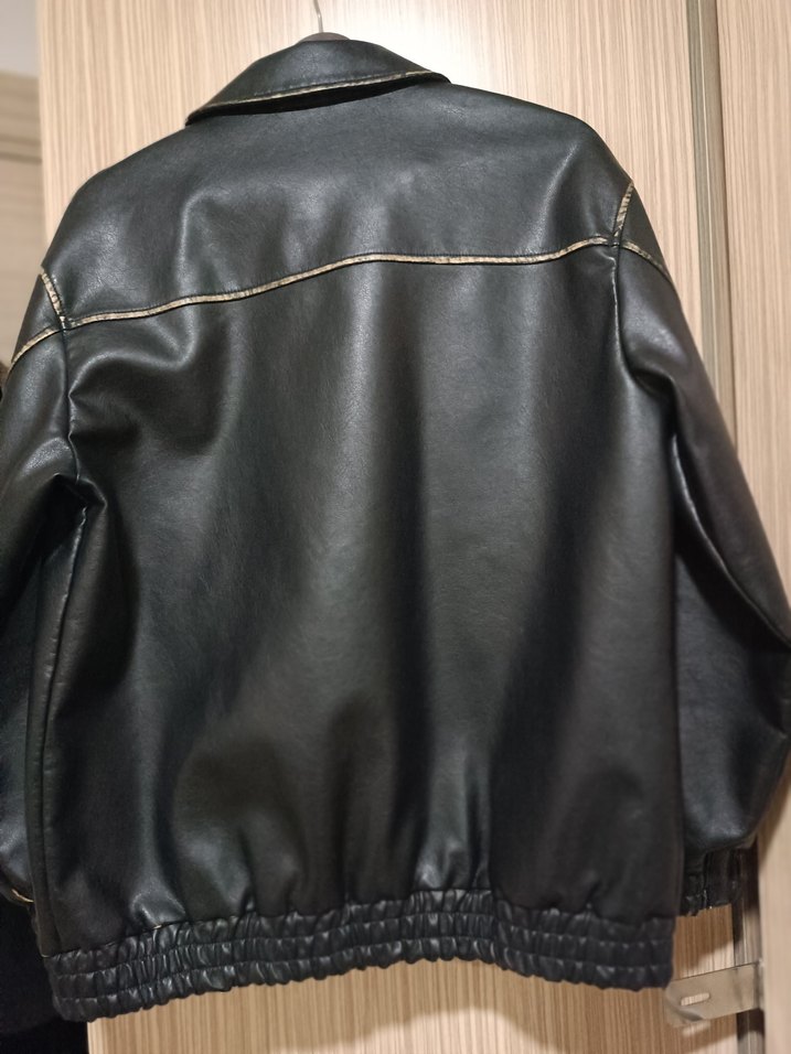 Siyah Deri Fermuarlı Ceket - Görsel 2