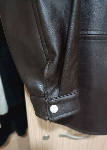 Koton Kahverengi Deri Kadın Biker Ceket - Görsel 4