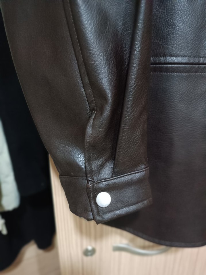 Koton Kahverengi Deri Kadın Biker Ceket - Görsel 4