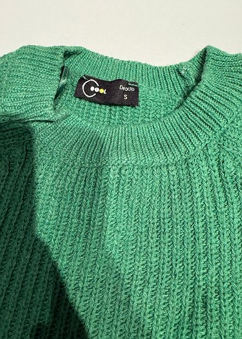 Kadın Yeşil Triko Bisiklet Yaka Kazak - Görsel 2