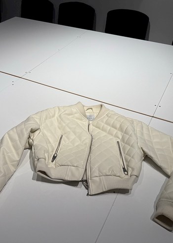 Beyaz Deri Kadın Ceket - Görsel 2