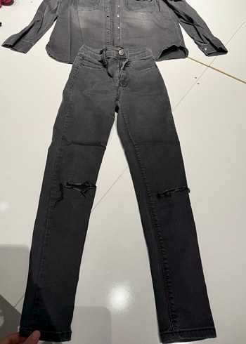 Siyah Düğmeli Kadın Denim Pantolon - Görsel 5