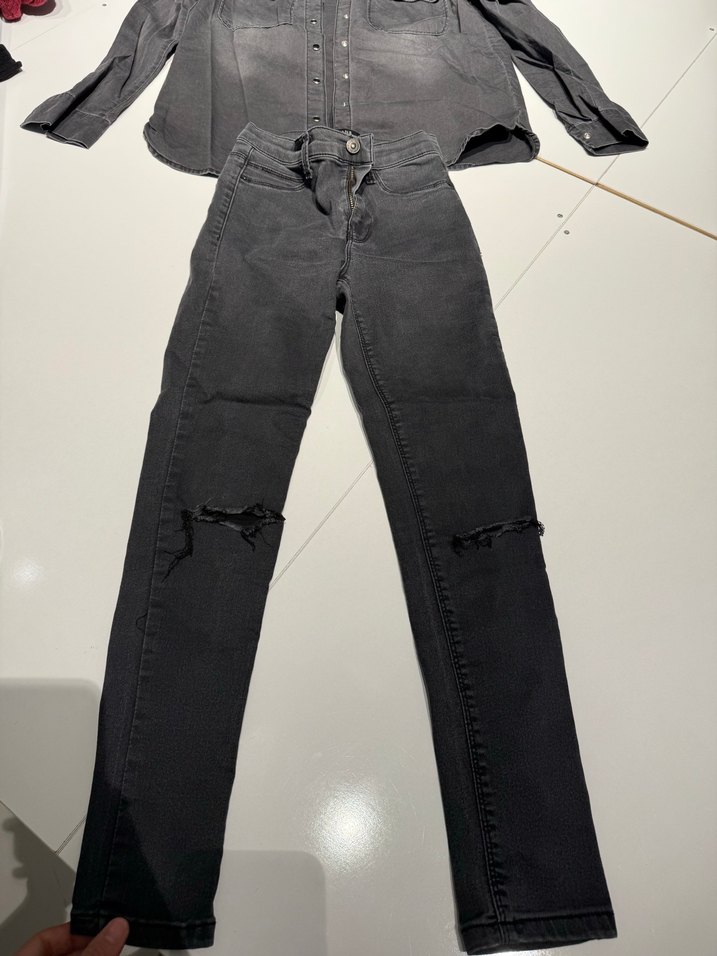 Siyah Düğmeli Kadın Denim Pantolon - Görsel 5