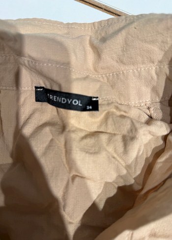 Bej Keten Mini Takım, Salaş Kesim, Kısa Kollu - Görsel 4