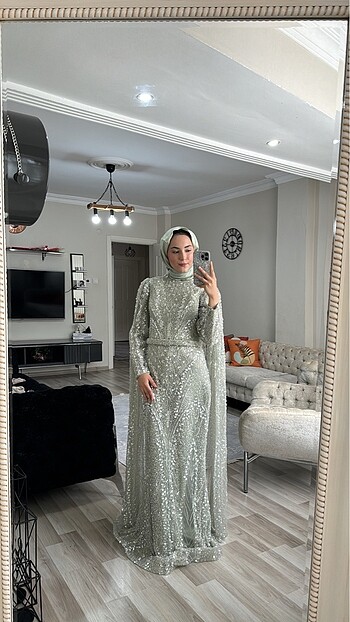 40 Beden yeşil Renk SU YEŞİLİ ABİYE