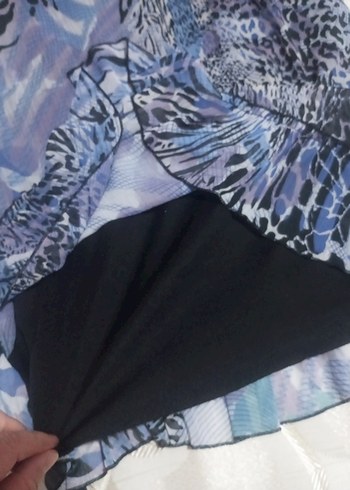 Mavili karışık Desenli Fırfırlı Kadın Bluz - Görsel 5