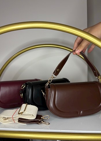 Zara Bordo Deri Kemerli Kadın Çanta