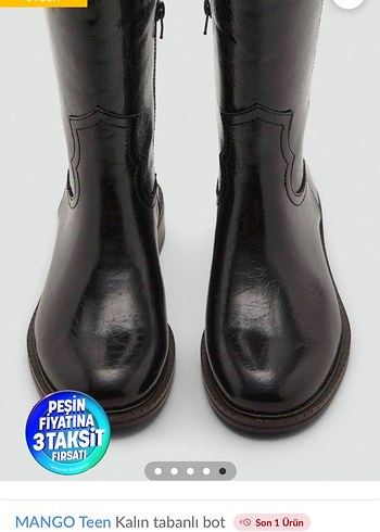 MANGO Teen Siyah Deri Kalın Tabanlı Kovboy Çizme - Görsel 4