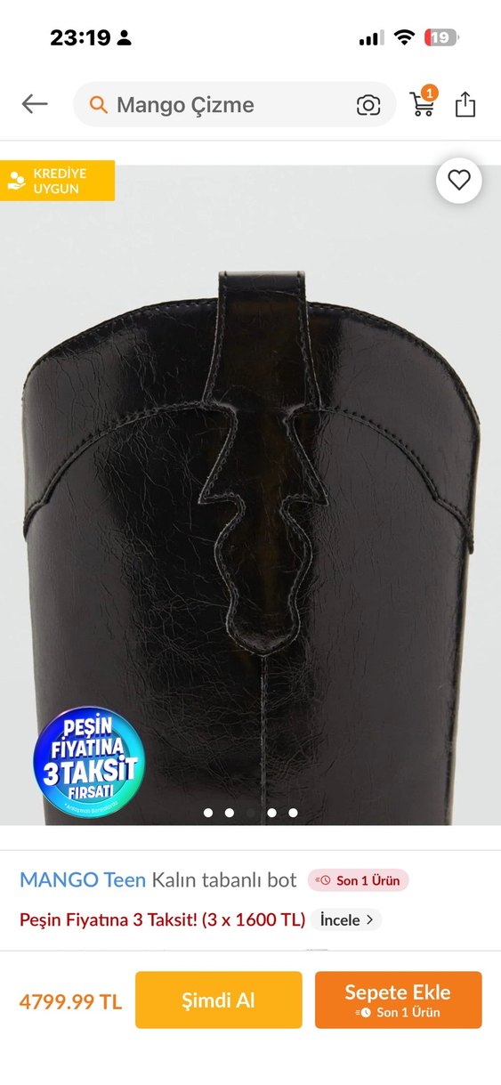 MANGO Teen Siyah Deri Kalın Tabanlı Kovboy Çizme - Görsel 3