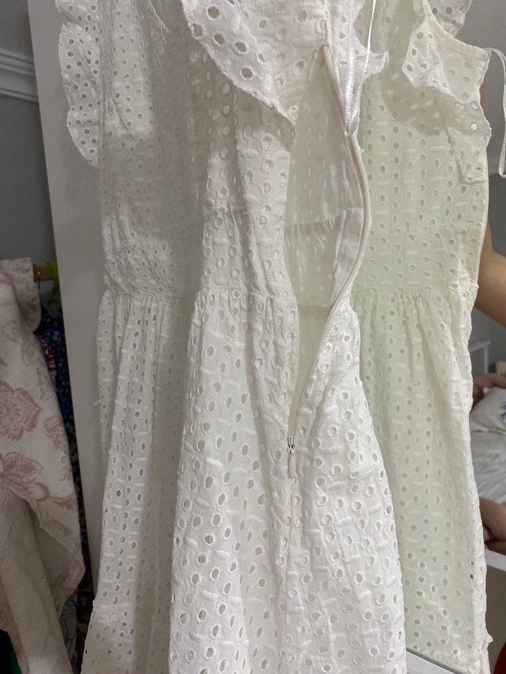 Beyaz Nakışlı Pamuklu Bohem Midi Elbise - Görsel 4