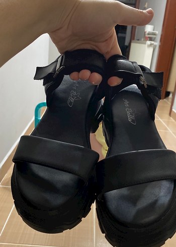 Siyah Kadın Platform Topuklu Sandalet - Görsel 5