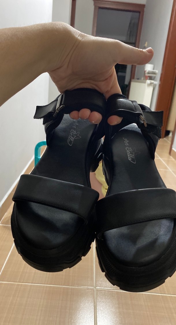 Siyah Kadın Platform Topuklu Sandalet - Görsel 5