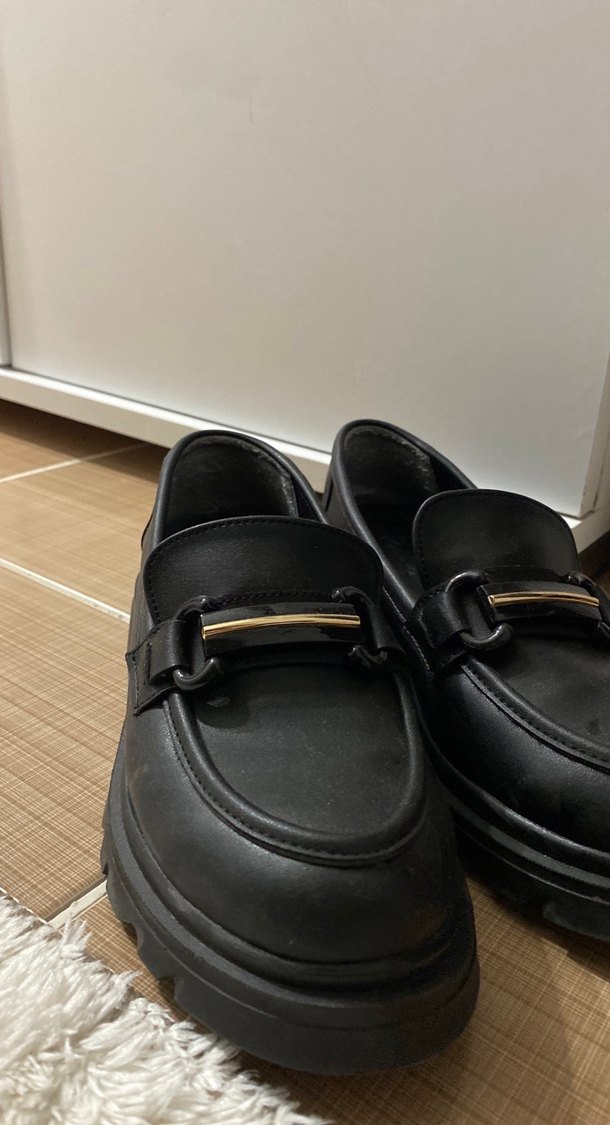 Siyah Tokalı Kadın Loafer Blok Topuklu - Görsel 5