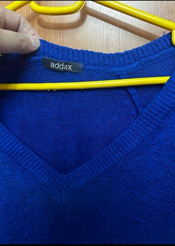 Kadın Mavi V Yaka Triko Kazak - Görsel 2