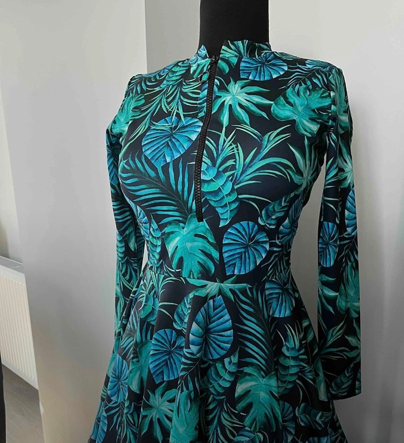 Turkuaz Desenli Uzun Kollu Haşema. - Görsel 2