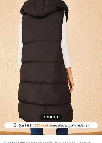 Kadın Uzun Kapüşonlu Yelek Kürklü - Görsel 3