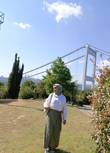 Keten yandan bağlamalı etek