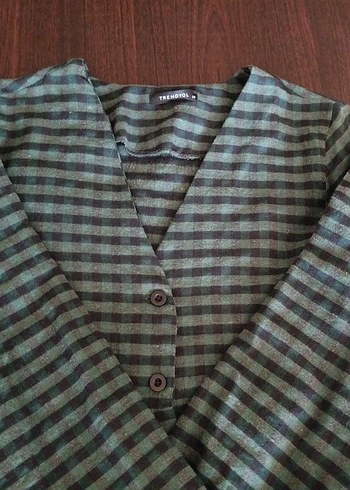 Trendyol ekoseli salaş bohem gömlek elbise - Görsel 7