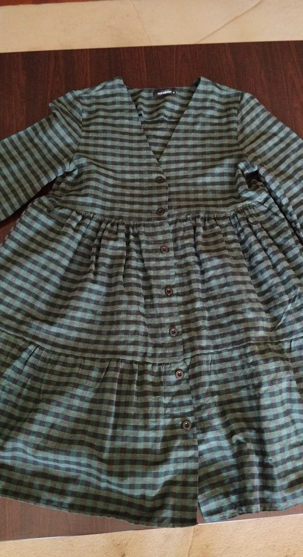 Trendyol ekoseli salaş bohem gömlek elbise - Görsel 5