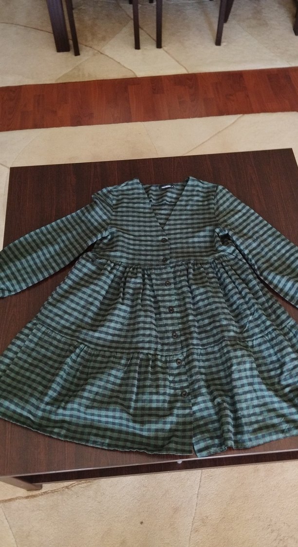 Trendyol ekoseli salaş bohem gömlek elbise - Görsel 2