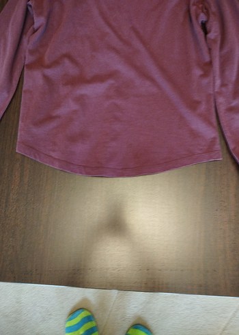 Bordo V Yaka Uzun Kollu Bluz - Görsel 8