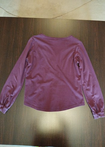 Bordo V Yaka Uzun Kollu Bluz - Görsel 7