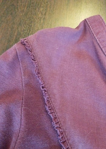 Bordo V Yaka Uzun Kollu Bluz - Görsel 6