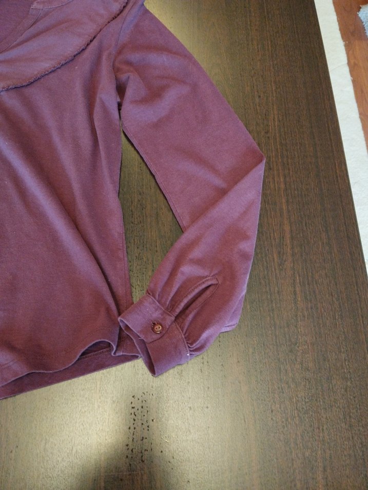 Bordo V Yaka Uzun Kollu Bluz - Görsel 4