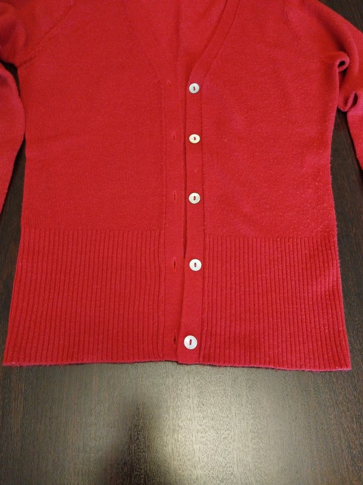 Tiffany sedef düğmeli kırmızı İnce Triko Hırka - Görsel 4