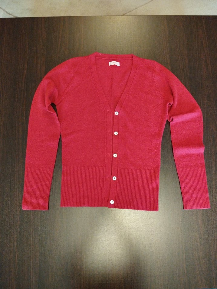 Tiffany sedef düğmeli kırmızı İnce Triko Hırka - Görsel 2