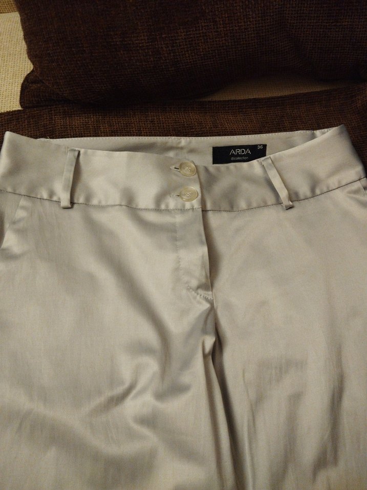 Kadın Kemerli Saten Pantolon - Görsel 2