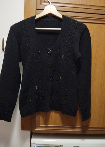 Kadın Siyah Triko Hırka - Görsel 2