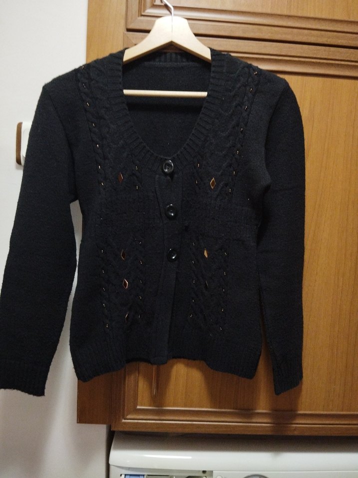 Kadın Siyah Triko Hırka - Görsel 2