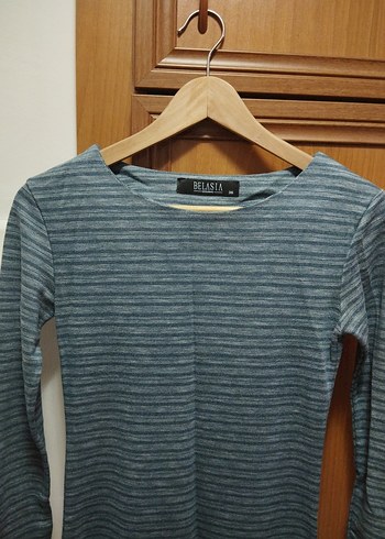 Yumuşacık Çizgili Uzun Kollu Midi Elbise - Görsel 6