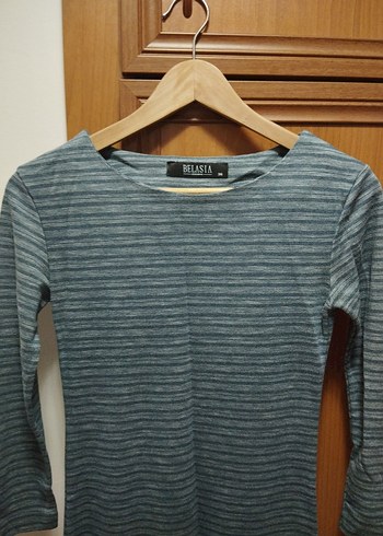 Yumuşacık Çizgili Uzun Kollu Midi Elbise - Görsel 2