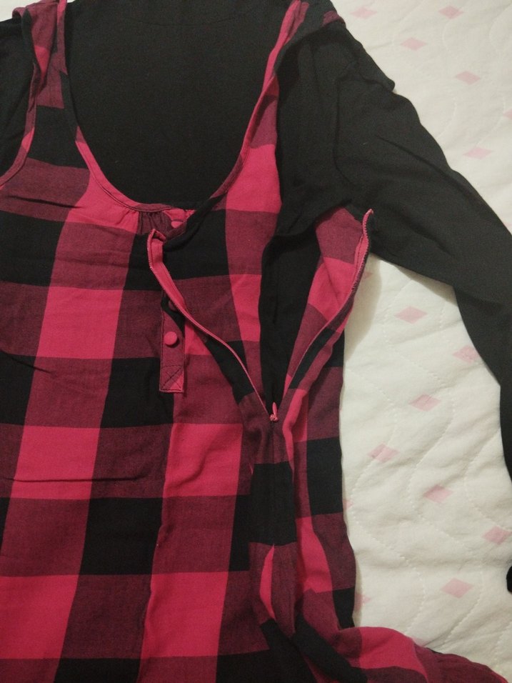 Kendinden boğazlı penyeli ekoseli elbise - Görsel 5