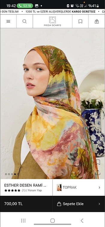 freshscarf desenli rami şal