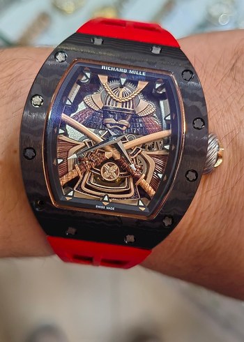 Richmond Richard Mille Samurai Temali Siyah Kirmizi Saat
