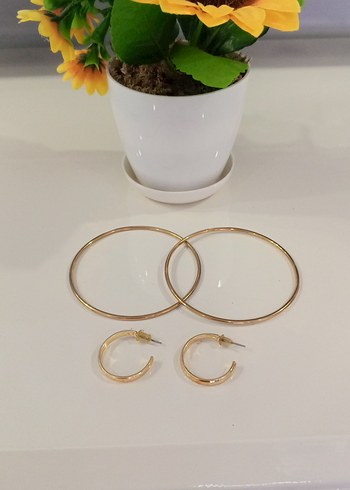 Altın Renkli Minimalist Halka Küpe Seti