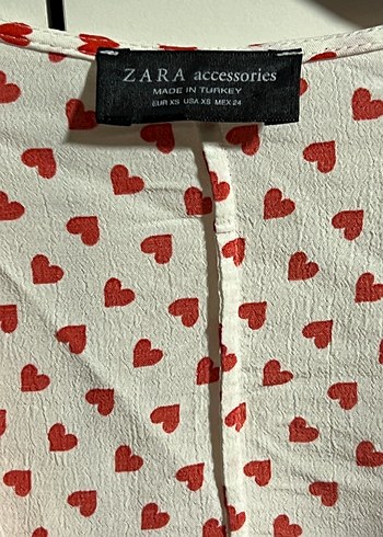 Zara Kırmızı Kalp Desenli Bağlamalı Kadın Bluz / gömlek