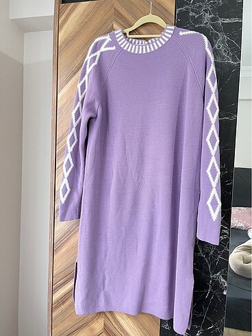 Lila triko tunik elbise