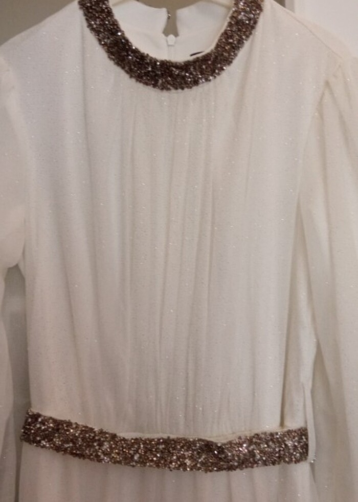 Beyaz tesettür abiye satılık - Görsel 2