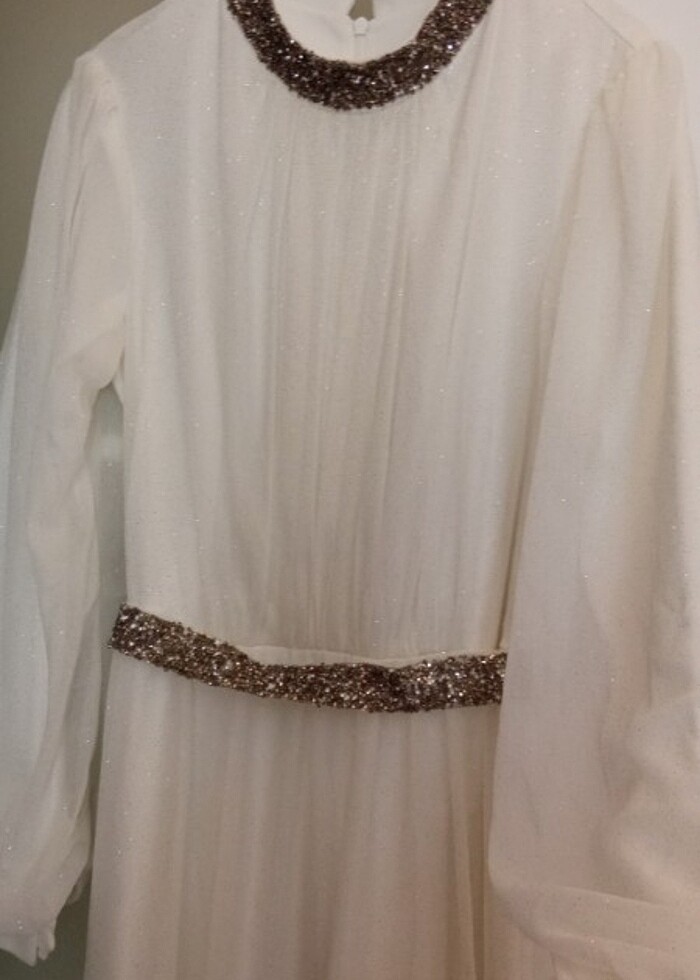 Beyaz tesettür abiye satılık - Görsel 3