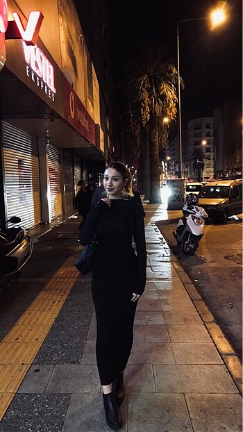 Diğer Siyah kalem uzun kollu elbise