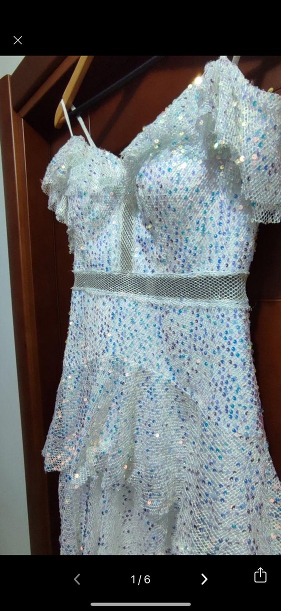 Işıltılı Mini Mavi Abiye Elbise - Görsel 3