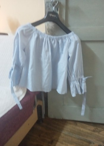 l Beden mavi Renk kisakollu bluz