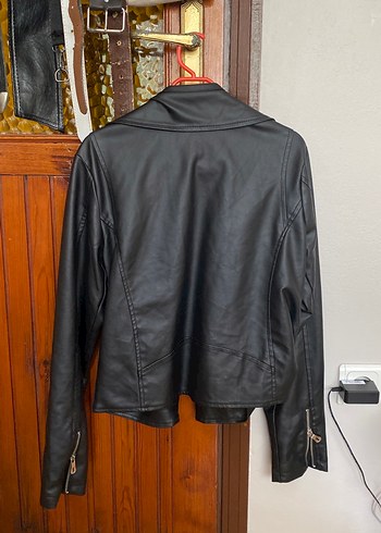 Siyah Deri Biker Ceket - Görsel 4